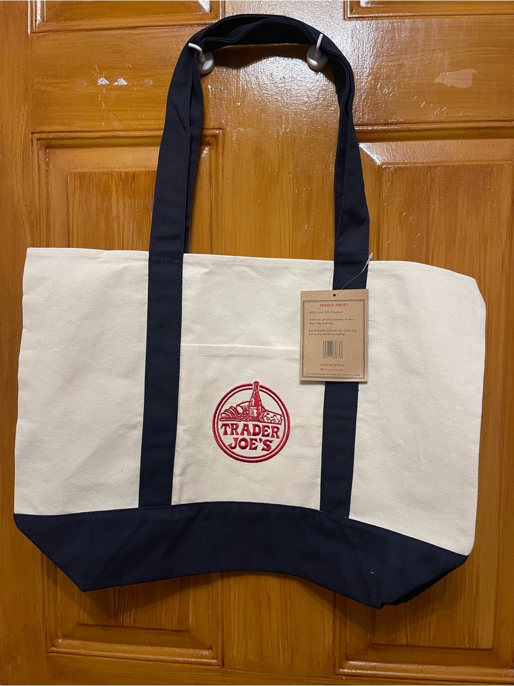 Trader Joe's Canvas Tote Bag in Cream and Black